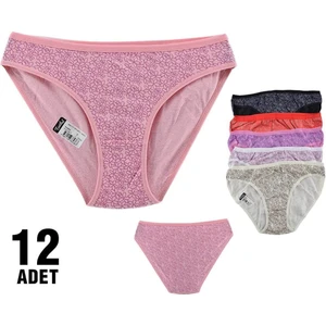 12'li Paket Tutku 0532 Betül Desenli Bayan Elastan Bikini Külot