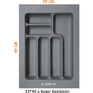 S-2284-g Çekmece İçi Plastik Kaşıklık Gri En:39-32,5 D:49-40 cm. Arası Kesilir 6 Göz