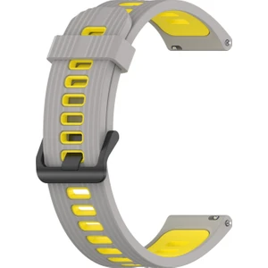 Samsung Galaxy Watch4 Için Silikon Kordon Band / Active2 Gri Sarı (Yurt Dışından)