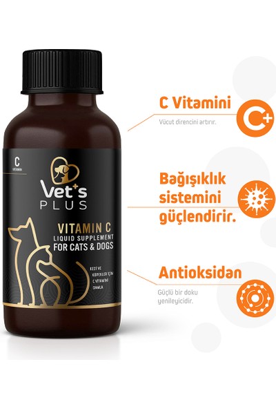 Vet's Plus Vitamin C Damla 100ml (Kedi ve Köpekler için)
