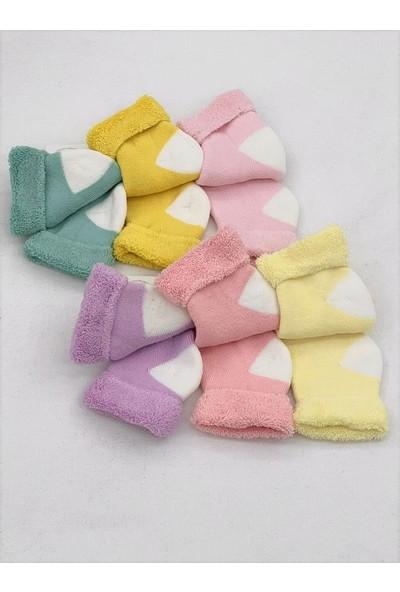 Kidaxi Socks Kışlık Düz Renk Anti Alerjik Havlu Çorap 6 Çift Birarada Kız Renkleri
