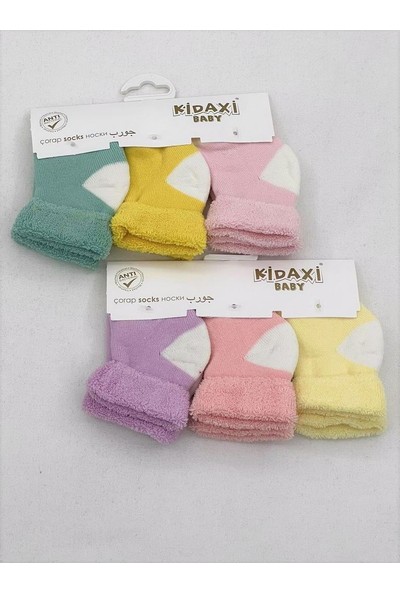 Kidaxi Socks Kışlık Düz Renk Anti Alerjik Havlu Çorap 6 Çift Birarada Kız Renkleri