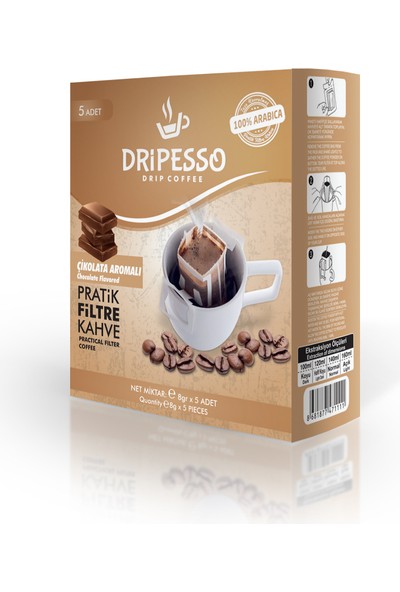 Dripesso Çikolata Aromalı Pratik Filtre Kahve 30'lu
