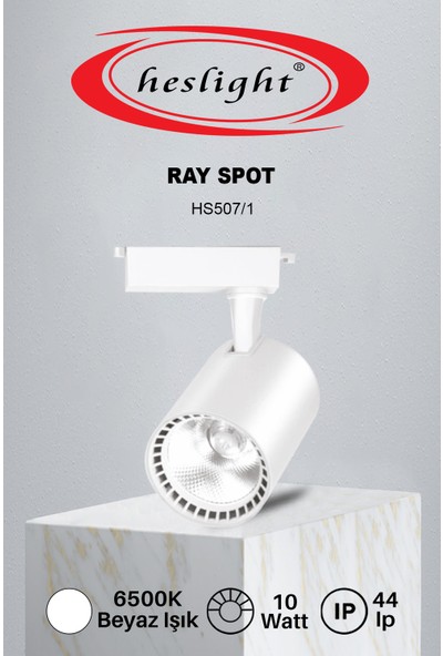 Heslight HS.507/1B 10W Cob LED Ray Spot Beyaz 6500K Beyaz Işık Yüksek Lümen