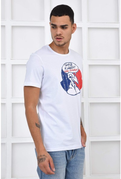 Moncler Erkek Desenli T-Shirt-Beyaz