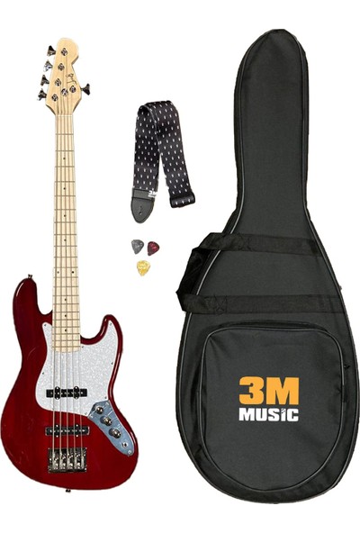 3M Music 5 Telli Bass Gitar Jazz Bass Gitar Mapple