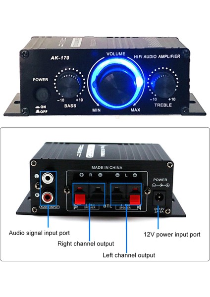 AK170 Araba Güç Amplifikatörü Audio Alıcı Subwoofer Karaoke Ev Sineması Için (Yurt Dışından)