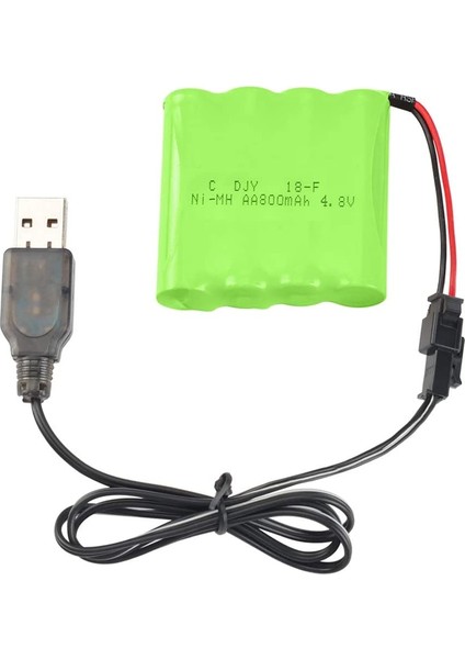 4.8V 800 Mah Siyah Soketli Oyuncak Batarya ve USB Şarj Cihazı