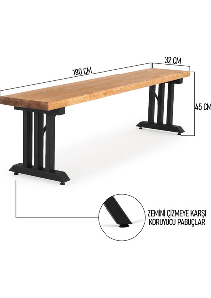 Flora Wood Exclusive Doğal Ladin Ahşap Kütük Ağaç Bench Bank 180X32