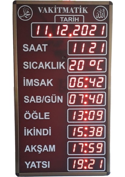 Ezan Okuyan Cami Namaz Vakitmatik (Kasa Ölçüsü 34X57 Cm)