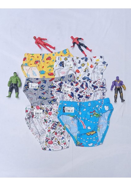 Erkek Çocuk Desenli Rengarenk Pamuklu Çok Renkli Slip Külot 6'lı