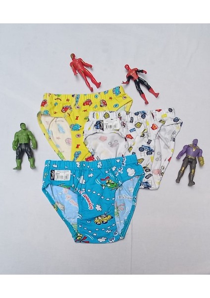 Erkek Çocuk Desenli Rengarenk Pamuklu Çok Renkli Slip Külot 6'lı modelleri