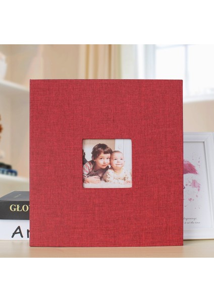 10 Inç 20 Sayfa / 40P Kumaş Fotoğraf Albümü Kırmızı (Yurt Dışından)