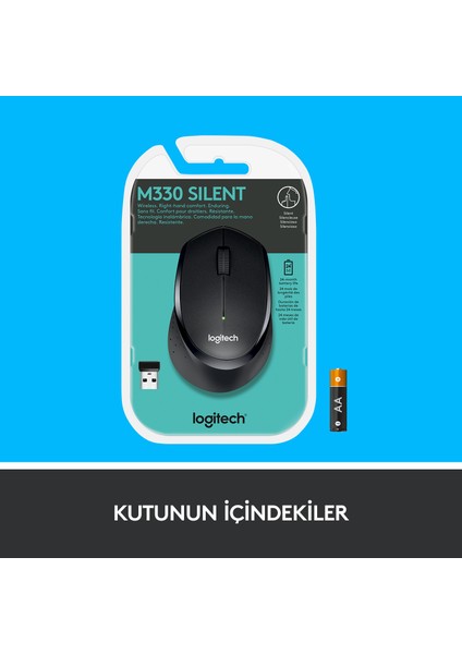 M330 Sessiz Kablosuz Optik Mouse - Siyah