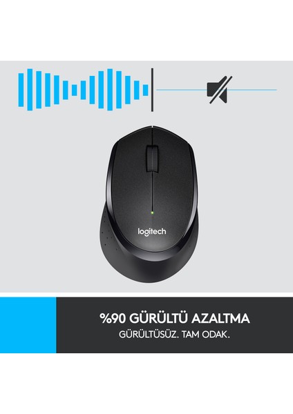 M330 Sessiz Kablosuz Optik Mouse - Siyah