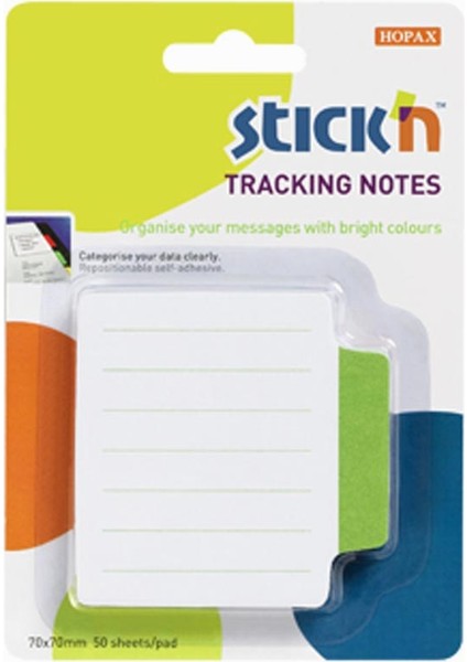 Stickn Tracking Notes Yapışkanlı Çizgili Not Kağıtları Yeşil 2148