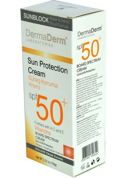 Güneş Koruma Kremi Spf 50+ Faktör Parabensiz Uva/uvb Yüksek Koruma 100 gr