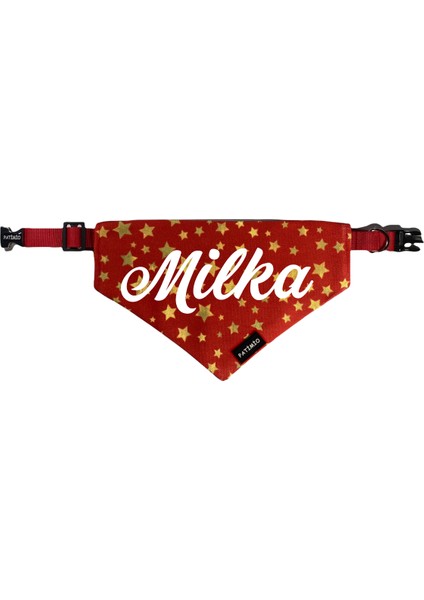 Isimli Red Gold Stars Tasma Fular Bandana