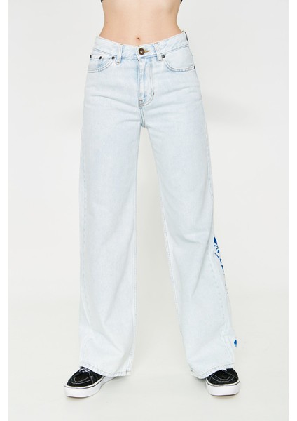 Violetta - Yüz Baskılı Buz Mavisi Denim Pantolon | 160490-B-4 indirimleri