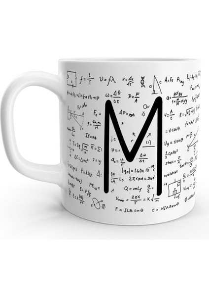 M Harfi Matematik Formül Tasarım Harfli Kupa Bardak