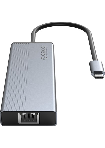 ORICO 5in1 Type-C To 3 Port 5Gbps USB3.0, RJ45 Ethernet, 100W PD Adaptör 5SXRJ-GY