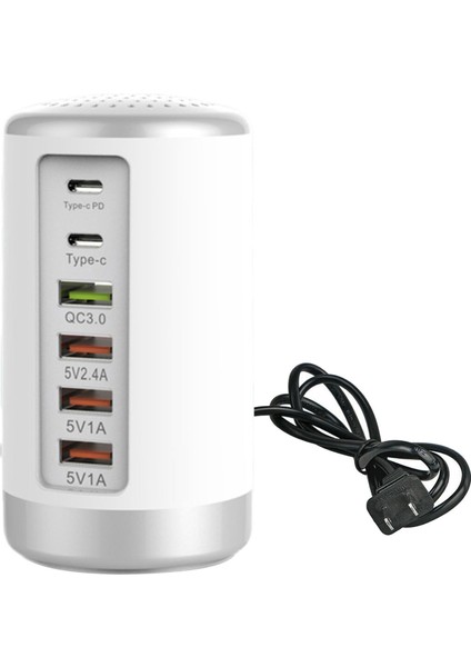 F Fityle Çok 6 Port USB Şarj Istasyonu Hub Kulesi Masaüstü Telefon Şarj Organizatör Beyaz fiyatları