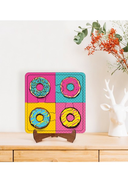 Gift Pop Art Tasarımlı Ahşap Standlı Puzzle Çerçeve-34