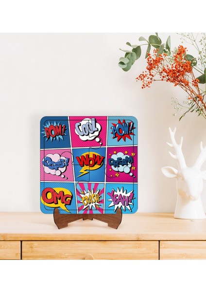 Gift Pop Art Tasarımlı Ahşap Standlı Puzzle Çerçeve-26