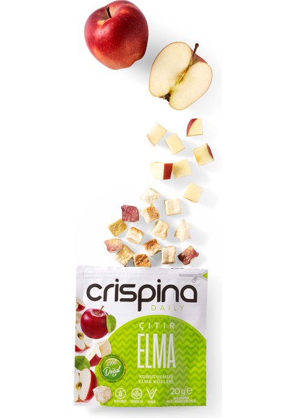 Çıtır Çilek 3 Paket + Crispina Çıtır Elma 3 Paket (Freeze Dried) 20 gr x 6