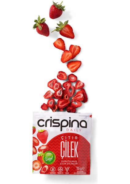 Çıtır Çilek 3 Paket + Crispina Çıtır Elma 3 Paket (Freeze Dried) 20 gr x 6