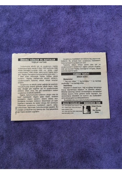 1 Mart 2008 Takvim Yaprağı - Nostaljik Koleksiyonluk Takvim Yaprağı