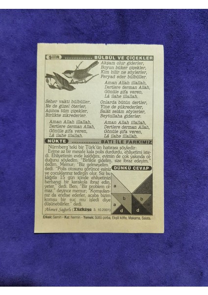 5 Ocak 2003 Takvim Yaprağı - Nostaljik Koleksiyonluk Takvim Yaprağı