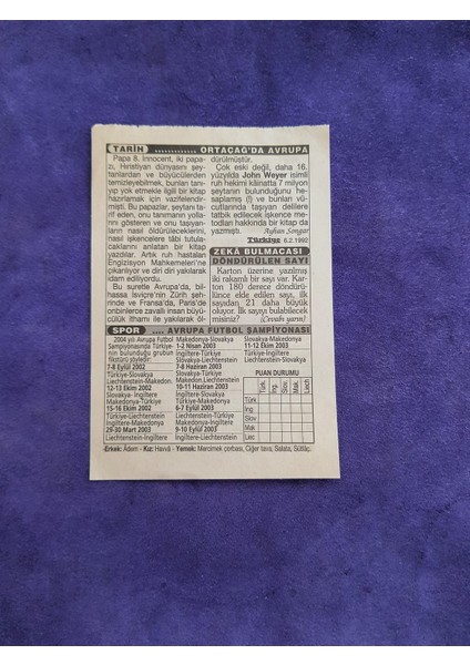 29 Mart 2003 Takvim Yaprağı - Nostaljik Koleksiyonluk Takvim Yaprağı