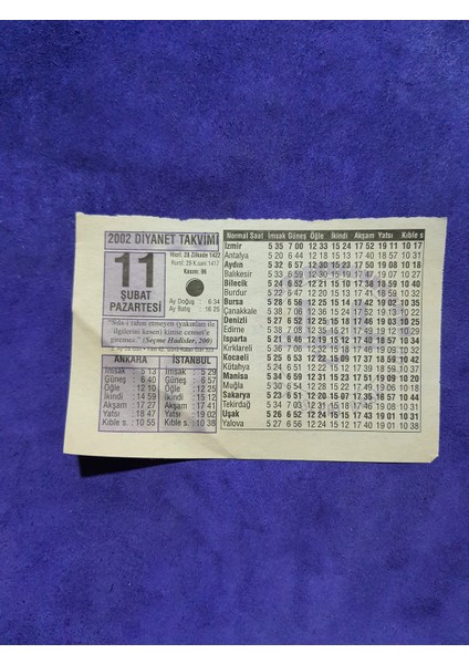 11 Şubat 2002 Takvim Yaprağı - Nostaljik Koleksiyonluk Takvim Yaprağı