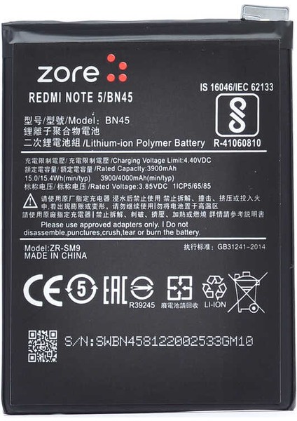 Xiaomi Redmi Note 5 Zore Tam Uyumlu Batarya
