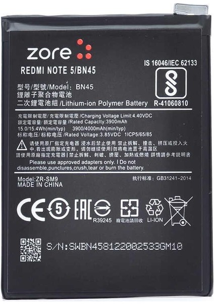 Xiaomi Redmi Note 5 Zore Tam Uyumlu Batarya fiyatları
