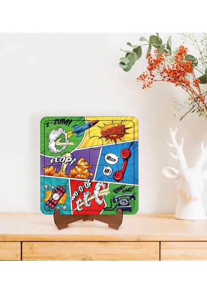 Gift Pop Art Tasarımlı Ahşap Standlı Puzzle Çerçeve-3