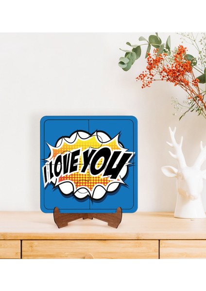 Gift Pop Art Tasarımlı Ahşap Standlı Puzzle Çerçeve-15