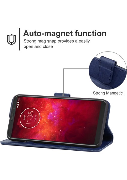 Motorola Moto Z3 (Mavi) Için Deri Telefon Kılıfı (Yurt Dışından) fırsatları