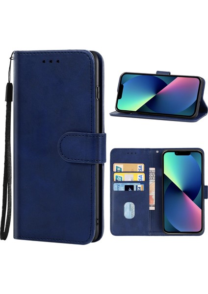 Deri Telefon Kılıfı Iphone 13 Mini (Mavi) (Yurt Dışından)