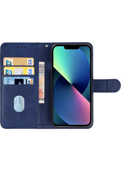 Deri Telefon Kılıfı Iphone 13 Mini (Mavi) (Yurt Dışından) modelleri
