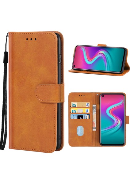 Tecno A11 Deri Telefon Kılıfı Için (Kahverengi) (Yurt Dışından)