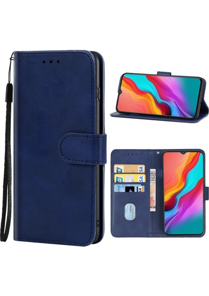 Infinix Hot 8 (Mavi) Için Deri Telefon Kılıfı (Yurt Dışından)