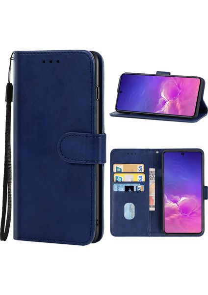 Deri Telefon Kılıfı Samsung Galaxy S10 Lite / A91 (Mavi) (Yurt Dışından)
