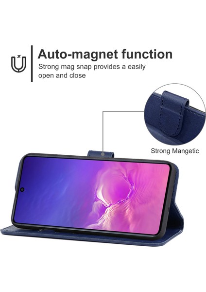 Deri Telefon Kılıfı Samsung Galaxy S10 Lite / A91 (Mavi) (Yurt Dışından) fırsatları