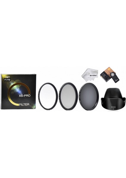 Nikon D3400 D5500 18-55MM Için Slim Uv + Polarize + Nd8 Filtre + HB-N106 Parasoley + Ml-L3 Kumanda