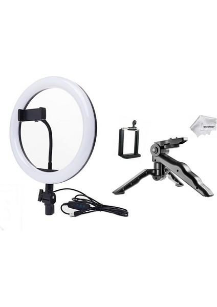 10" 26 cm 3 Renk LED Ring Halka Sürekli Işık Selfie + Bağlantı ve Kullanım Için Mini Tripod