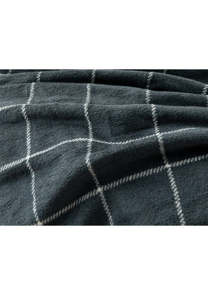 Plain Check Pamuklu Çift Kişilik Battaniye 200 x 220 cm Antrasit fırsatları