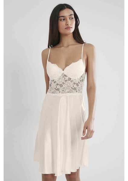 Kadın Saten Dantelli Gecelik - 627 Inci