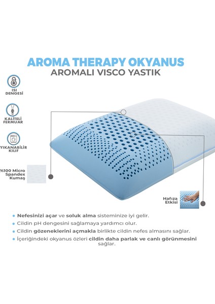 Visco Foam AROMA TERAPİ Hava Kanallı  Visco Yastık